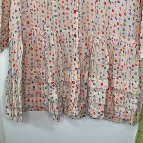 Maeve Paccia Geometric Shapes Button Ruffle Tunic - Picture 6 of 10